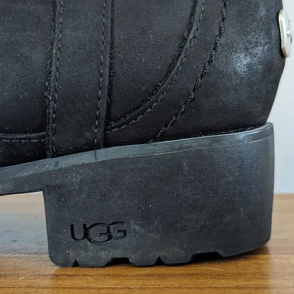 Ugg Fur Lined Outdoors Cozy Cabin Whimsigoth Dark Academia Leather Boots 10